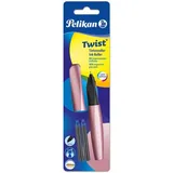 Tintenroller Twist Girly Rose, universell für Rechts- und Linkshänder, 1 Stück auf Blister mit 2 Patronen