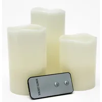3er Set LED Echtwachskerzen mit beweglicher Flamme, LED Kerzen, Wachskerze, Deko Kerzen mit Fernbedienung und Batterien