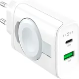 FIXED Festes 1x USB-C, 1xUSB, und Ladegerät für Apple Watch, 33W - weiß