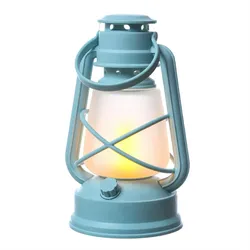 LED Sturmlaterne Grubenlampe Laterne mit Flammeneffekt flackernd Retro Stil blau