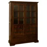 Massivmoebel24 Vitrine Akazie 134 x 50 x 196 cm Braun