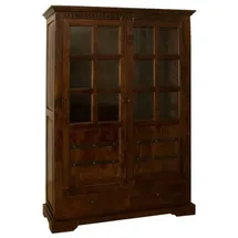 Massivmoebel24 Vitrine Akazie 134 x 50 x 196 cm Braun