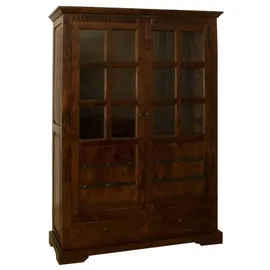 Massivmoebel24 Vitrine Akazie 134 x 50 x 196 cm Braun
