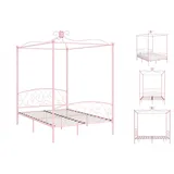 vidaXL Himmelbett-Gestell Rosa Metall 140 x 200 cm