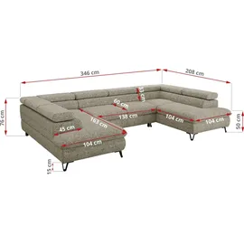 MKS Meble Ecksofa PABLO U 3-Sitzer Beige