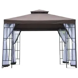 Outsunny Gartenpavillon 3 x 3 m kaffeebraun/weiß