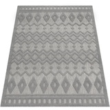 Paco Home Teppich »Livorno 671«, rechteckig, Uni-Farben, Scandi, Rauten Muster, Hoch-Tief Effekt, Outdoor geeignet, grau