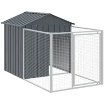 vidaXL - Hundehütte Mit Auslauf Anthrazit 117x201x123cm Verzinkter Stahl