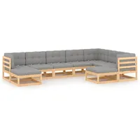 vidaXL 9-tlg. Garten-Lounge-Set mit Kissen Massivholz Kiefer