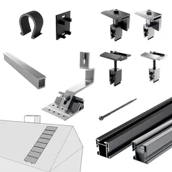 PV-Montagesystem Ziegeldach einstellbar, horizontal für PV-Module, 8 Kollektoren, Mounting Systems