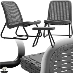 tectake® Sitzgruppe, für 2 Personen in Rattanoptik, UV-beständig, Belastbarkeit Stuhl 120 kg, Schraubfüße