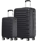 TRVLMORE Koffer & Trolleys - Handgepäck Koffer - Reisekoffer Mit Rollen - Handgepäck Trolley 55x40x20, Hartschalenkoffer Klein, Koffer Handgepäck 55x40x20 Leicht, Trolley Handgepäck, Suitcase, Schwarz