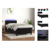 vidaXL Boxspringbett mit Matratze & LED Schwarz 100x200 cm Samt