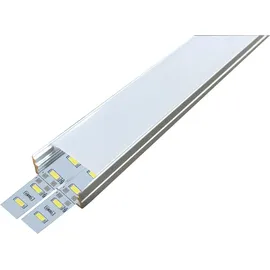 Energmix 2 Meter 23mm Breite Aluprofil Alu Schiene Profil LED Kanal für LED Strip mit Milchglas Abdeckung Profil N