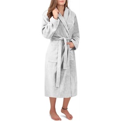 normani Damenbademantel Damen Premium Bademantel Basic, 122, Baumwolle, Schalkragen, Bindegürtel, Saunamantel aus weicher Baumwolle weiß 3XL