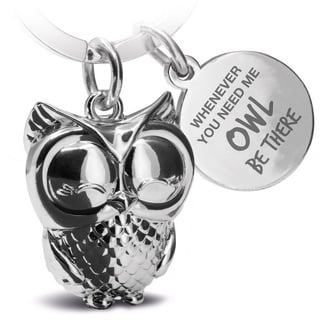 FABACH Eule Schlüsselanhänger Owly mit Gravur - Süßer Schlüsselanhänger Eule - Freundschaft und Liebe Glücksbringer aus Metall für Frauen in Silber - Whenever you need me owl be there