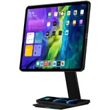 Pitaka Magnetisch Tablet Ständer - Verstellbare Halterung mit 15W Kabelloser Ladestation für iPad Pro und Alle Tablets [MagEZ Stand] - Premium Halter Kompatibel mit MagEZ Case 2 - Schwarz