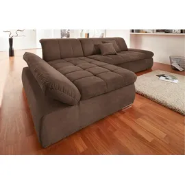 DOMO collection Ecksofa »NMoric XXL, B/T/H: 300/172/80cm, Revamierenabschluss L-Form«, wahlweise mit Bettfunktion und Armlehnverstel,lung, braun