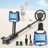 Metalldetektor für Kinder, Metalldetektor Kinder mit Verstellbarem Stiel, 2 Modi, LCD-Display, Wasserdichter Suchspule, Kinder Metalldetektor Hoher Empfindlichkeit, Inklusive Tasche Schaufel Rechen
