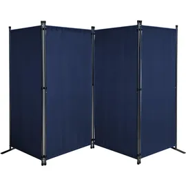 Quick Star Paravent 4 Teilig 165 x 220 cm Sonnen- - Sichtschutz Stellwand Faltbar Blau Metall, 220x170