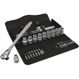 WERA 8100 SC 11 Zyklop Metal-Knarrensatz, Umschalthebel, 1/2"-Antrieb, zöllig Bitset/Steckschlüsselsatz 1/2", 28-tlg. 05004081001