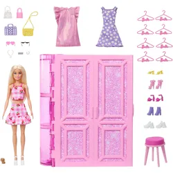 Spielwelt BARBIE "Traumkleiderschrank mit Modepuppe", bunt, Spielfigurenwelten, Kinder, Kunststoff