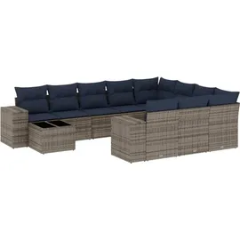vidaXL Gartensofa-Set 11-tlg. grau Polyrattan