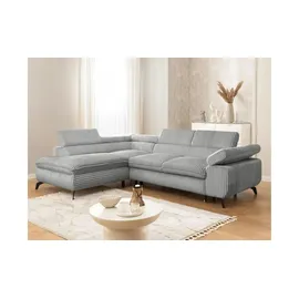 S-Style Eckcouch Cord 2-Sitzer Grau