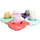 Toomies Tomy Toomies Peppa's Pool Party - 5 verbindende Ringbecher mit 5 Peppa Pig & Friends Water Squirter Babyspielzeug – Badewannenspielzeug +18 Monate - Baby Badespielzeug & Planschbecken Spielzeug