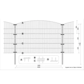 Aileenstore Gartenzaun Mattenzaun Doppelstabmattenzaun Anthrazit Grau Rund