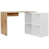 mokebo® mokebo Eckschreibtisch Eiche, Weiß, Holzwerkstoff, 112x77x54 cm, Arbeitszimmer, Schreibtische, Eckschreibtische