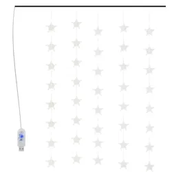 vidaXL LED-Lichtervorhang mit Sternen 200 LED Blau 8 Funktionen