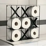 DanDiBo Ambiente DanDiBo Toilettenpapierhalter Schwarz Metall TicTacToe 96418 Klopapierhalter Wand WC Ersatzrollenhalter Wandmontage Papierhalter Rollenhalter