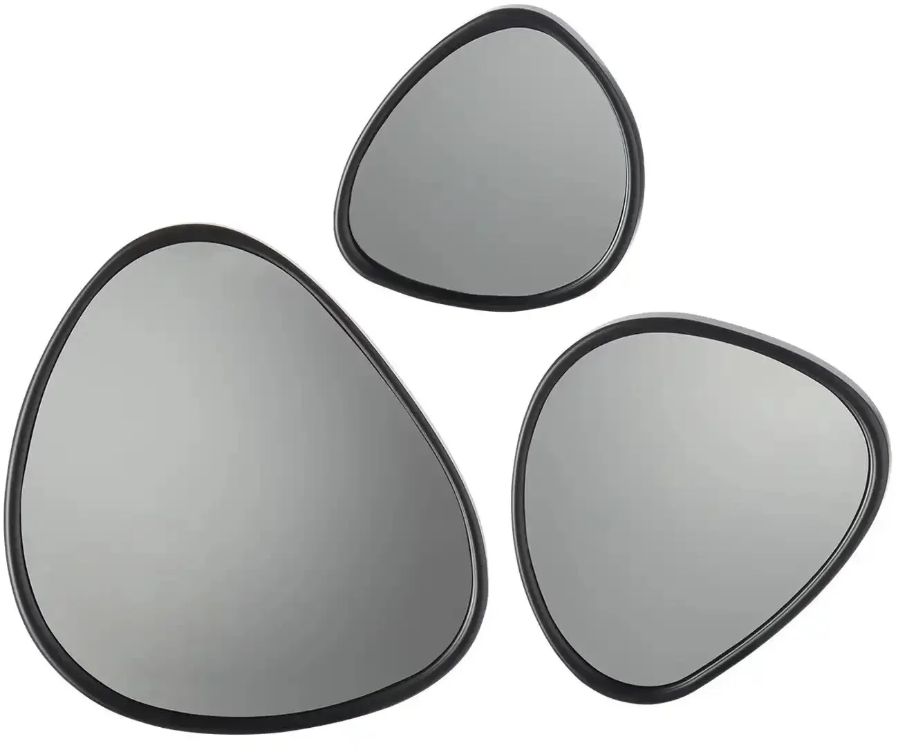 HOME STORY Wandspiegel Organic  3er Set   ¦ schwarz ¦ Kunststoff,Glas ¦ Maße (cm): B: 29 H: 30,5 T: 2.0