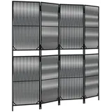 vidaXL Paravent 4-tlg. Schwarz Poly Rattan