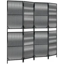 vidaXL Paravent 4-tlg. Schwarz Poly Rattan