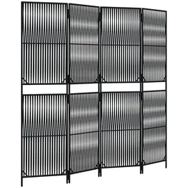 vidaXL Paravent 4-tlg. Schwarz Poly Rattan