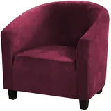 C/N Sesselbezug, dehnbar, aus Samt, Sesselbezug, Cabriolet-Sessel, 1-Sitzer, Bezug für Sessel, Tullsta Chesterfield, elastisch, Burgund