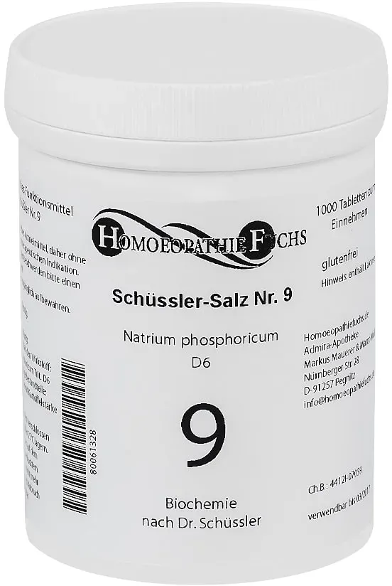 HOMOEOPATHIEFUCHS Schüssler-Salz Nr. 9 Natrium phosphoricum D6 1000 St Tabletten