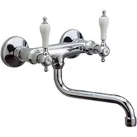 Demm Spültischarmatur Wandarmatur Etros Griff weiß lackiert chrom 2170 085 x 1.C 2170, 08545.001.C - Silber