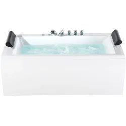 Whirlpool Badewanne weiß rechteckig mit LED 172 x 83 cm MONTEGO