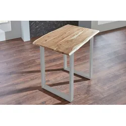 SAM® Bartisch Baumkante massiv Akazie natur 120 x 80 silber Quebec
