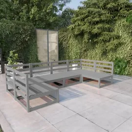 vidaXL Garten-Lounge-Set 6-tlg. Massivholz Kiefer grau