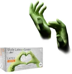 Style Green Latexhandschuhe, puderfrei, grün 14-026-XS , 1 Karton = 10 Packungen à 100 Stück, Größe XS