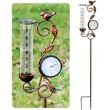 81,3 cm Garten-Regenmesser mit Thermometer, 17,8 cm Glasrohr für den Innen- und Außenbereich, Terrasse, Hof, Dekoration, Statue