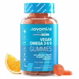 Omega 3 Gummibärchen - Omega 3 Vegan Alternative zu Fischöl - Omega3 6 9 mit 200 mg Perillaöl - 1 Monatsvorrat - Herz Gehirn und Augen - 60 Stück - Novomins