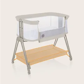 lionelo Luna ein tragbares Beistellbett mit einer Matratze, reisebett, von Neugeboren bis 9 kg, in der Höhe und der Neigung verstellbar, 4 Rädern - Beige