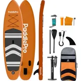LifeGoods PaddlePro SUP Board, aufblasbares Stand-Up-Paddle-Board, komplettes Set 320x81 cm, 150 kg, Orange – Paddel Board mit Rucksack, für Ein... - Orange