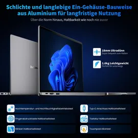 Blackview Laptop Acebook 12 Intel Core I5-1030NG7, 16 FHD, 16GB DDR4, 512GB SSD 2TB,Win11 Pro Notebook, 57Wh Mega Akku/ 67W Schnellladung, HDMI 2.0, Tastatur QWERTY, USB 3.0×2, Dual-Band 5G WiFi