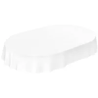 ANRO Wachstischdecke Wachstuch Tischdecke abwaschbar Weiß Uni matt Oval